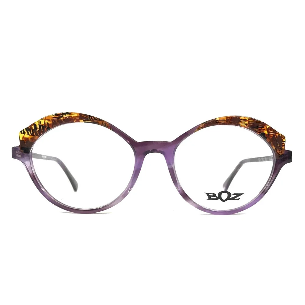 BOZ Eyeglasses Frames ILDA 7092 Purple Brown Amber Cat Eye 53-17-135